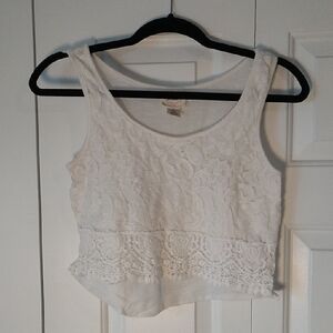 Self Esteem White Lace Crop Top